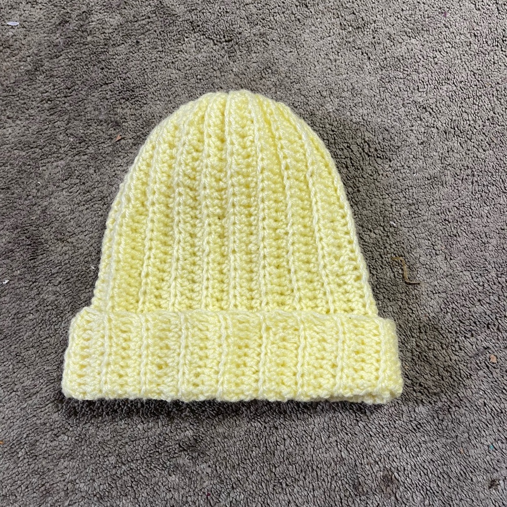 Pastel yellow cute beanie hat